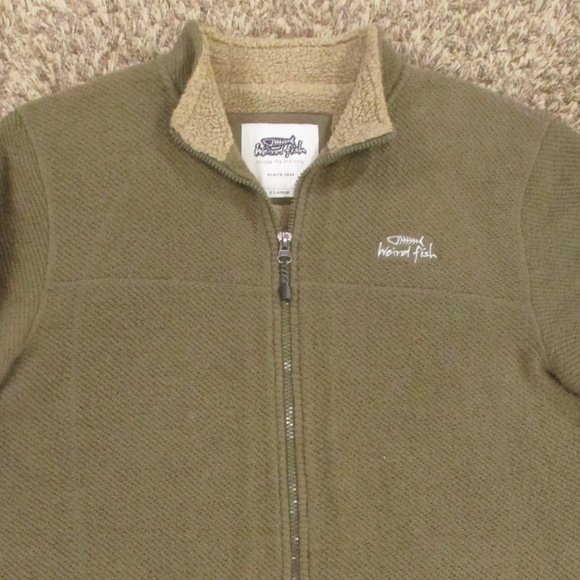 Weird Fish Sweater Men's XL Green Waffle Knit Sherpa Heavyweight Full Zip Jacket - Picture 3 of 9